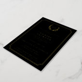 Classic Black Monogram + Laurel Wreath Graduation Foil Invitation (Rotated)