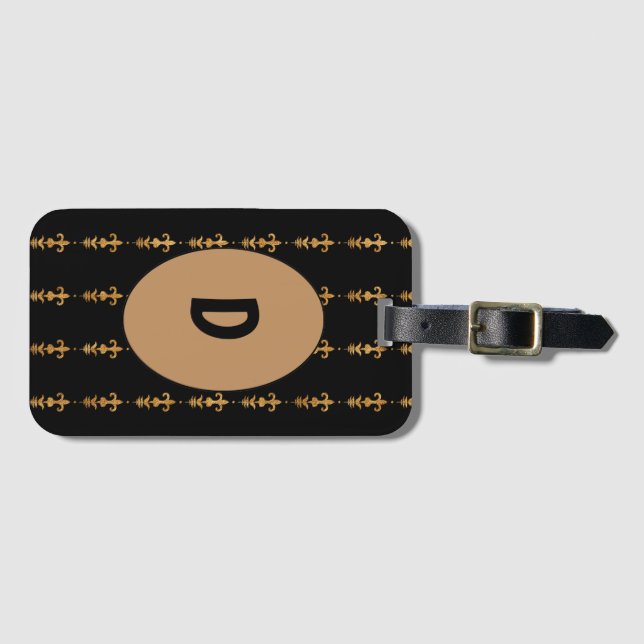 Classic Black Monogram Luggage Tag (Front Horizontal)