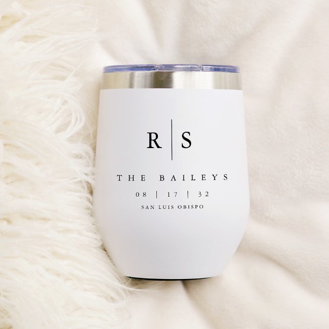 Classic Black Monogram Wedding Thermal Wine Tumbler (Creator Uploaded)