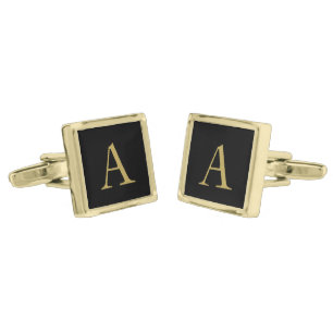 Classic Black Monogrammed Cuff Links
