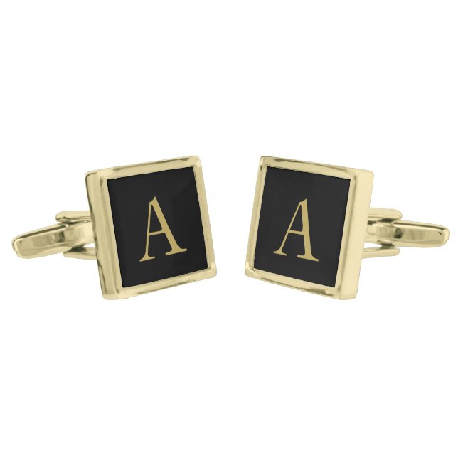 Classic Black Monogrammed Cuff Links (Angled)