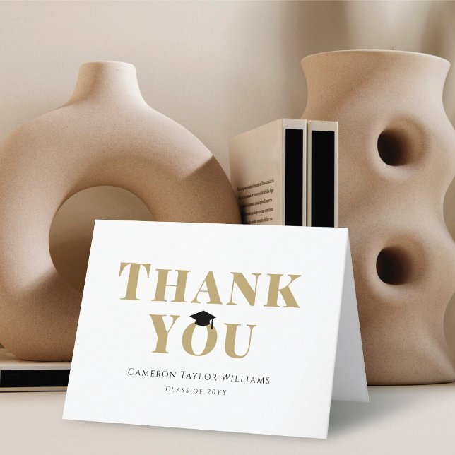 Classic Black Mortarboard Graduation Cap Photo Thank You Card (Classic Black Mortar Board Graduation Cap Photo Folded Thank You Card @ www.zazzle.com/color_therapy)