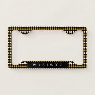 Classic Black n Gold Diamonds License Plate Frame