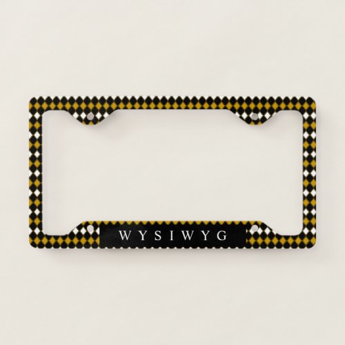 Classic Black n Gold Diamonds License Plate Frame