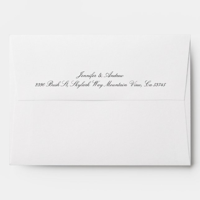 classic black on white calligraphy wedding envelope (Back (Top Flap))