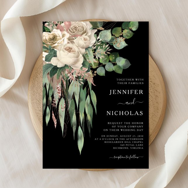 Classic Black Peonies Wedding Invitation (Classic Black Peonies Wedding Invitation)