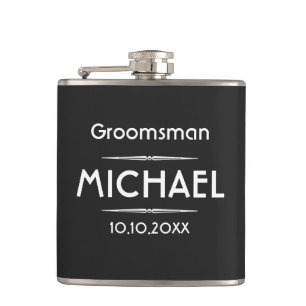 Classic Black Personalized Groomsman Flask