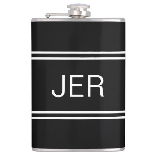 Classic Black Personalized Monogram Initials Drink Flask