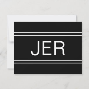 Classic Black Personalized Monogram Name Initial Note Card