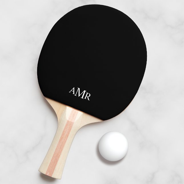 Classic Black Personalized Monogram Ping Pong Paddle (Creator Uploaded)