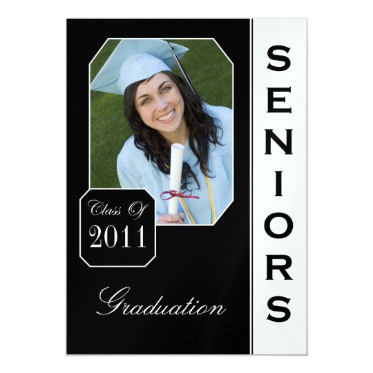 Classic Black Photo Graduation Announcements