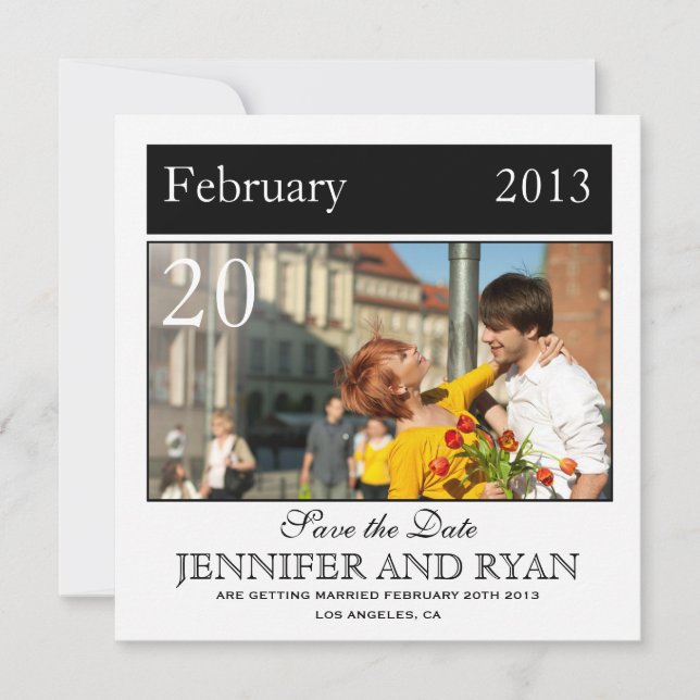 Classic Black Photo Save the Date (Front)