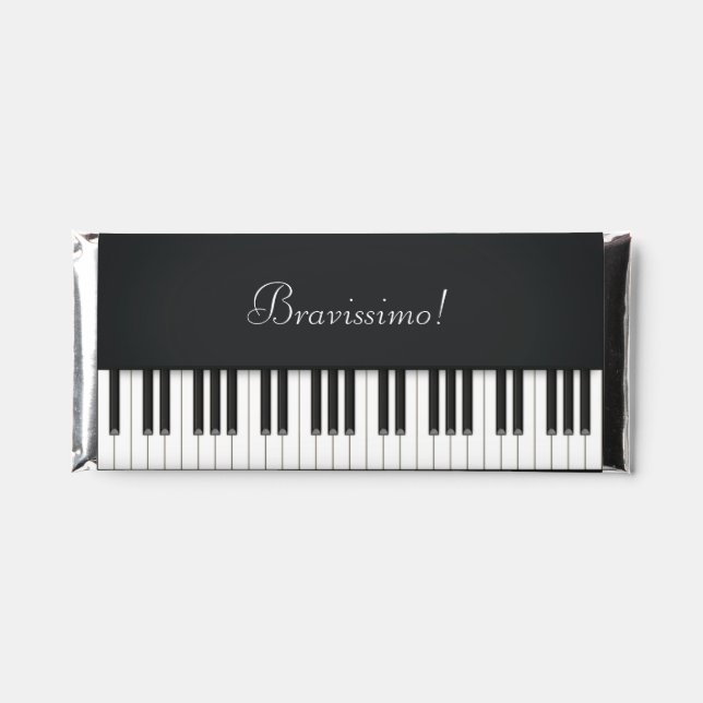 Classic Black Piano Keyboard Custom Message Hershey Bar Favors (Front)