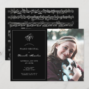 Classic Black Piano Recital Photo Invitation