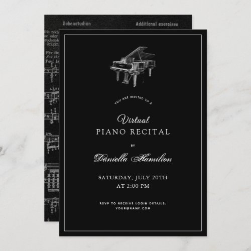 Classic Black Piano Virtual Recital Invitation