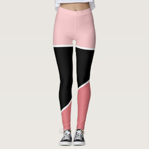 Classic Black pink color block pattern Leggings