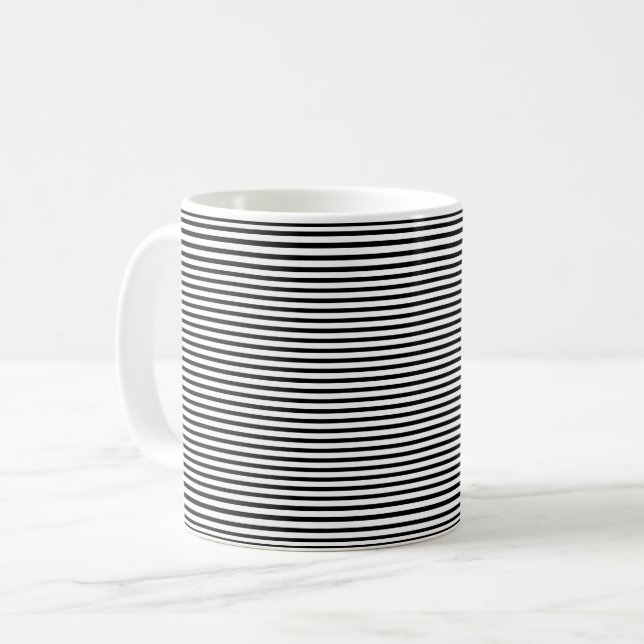 Classic Black Pinstripe Coffee Mug (Front Left)