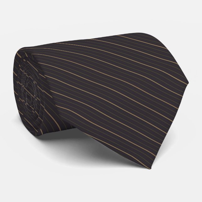 Classic Black Pinstripe Groom Wedding Neck Tie (Rolled)