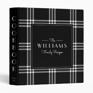 Classic Black Plaid Family Recipe Cookbook 3 Ring Binder