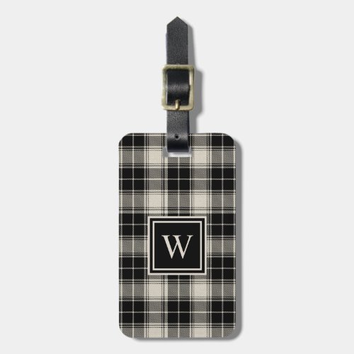 Classic Black Plaid Pattern with Monogram Luggage Tag