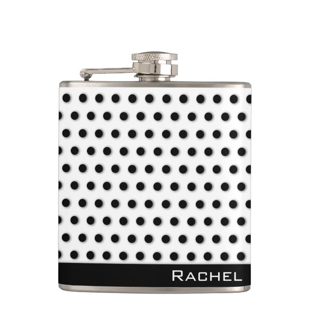 Classic Black Polkadot Pattern Flask (Front)