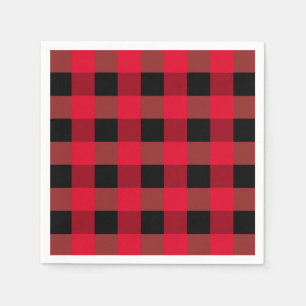 Classic black red plaid pattern  napkins