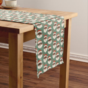 Classic Black Santa  Long Table Runner