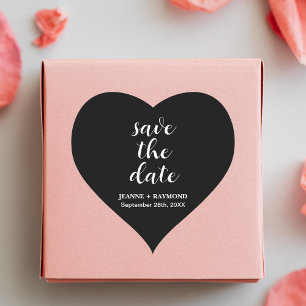 Classic Black Save the date Wedding Announcement Heart Sticker
