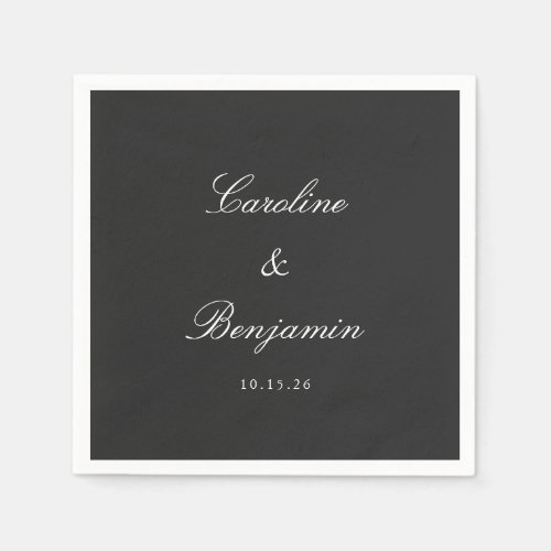 Classic Black Script Elegant Wedding Custom Name Napkins