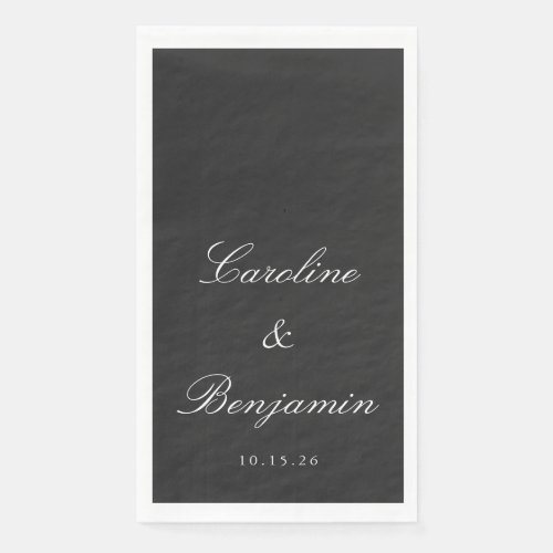 Classic Black Script Elegant Wedding Custom Name Paper Guest Towels