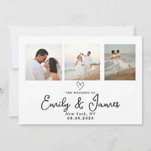 Classic Black Script Photo Strip Wedding Invitation