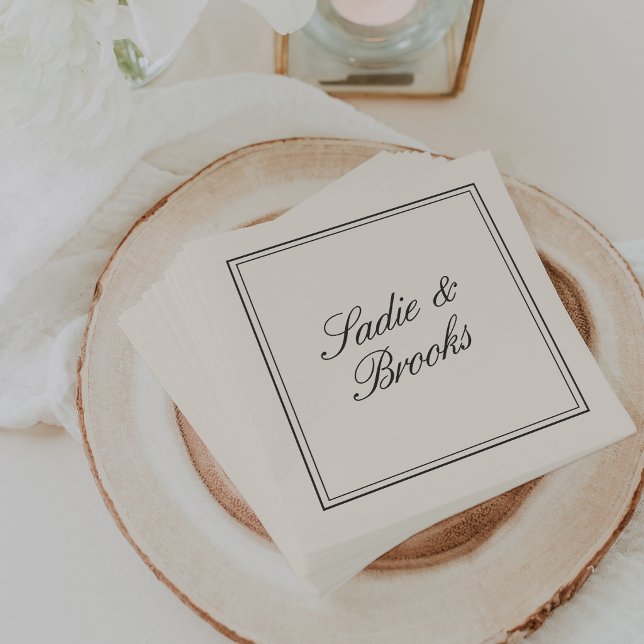 Classic Black Script Wedding Napkins (Creator Uploaded)