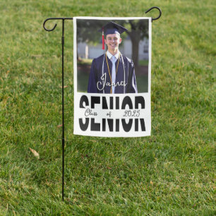 Classic black Senior  custom photo Garden Flag