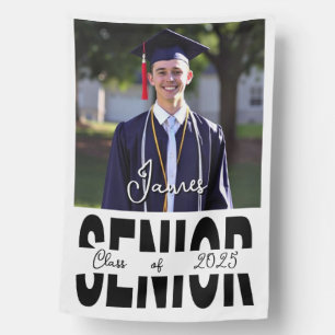 Classic black Senior custom photo House Flag