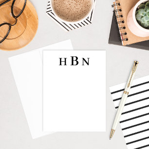 Classic Black Serif Initials Monogram Note Card