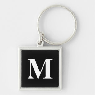 Classic Black Serif Monogrammed Keychain