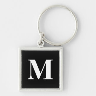 Classic Black Serif Monogrammed Keychain