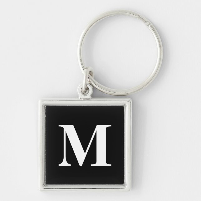 Classic Black Serif Monogrammed Keychain (Front)