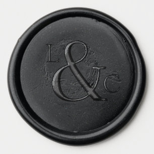 Classic Black Serif Wedding Wax Seal Sticker