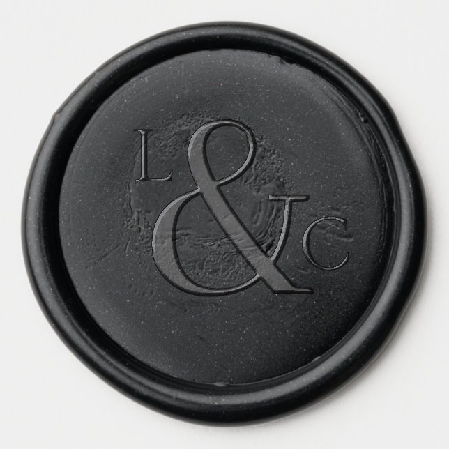 Classic Black Serif Wedding Wax Seal Sticker (Front)