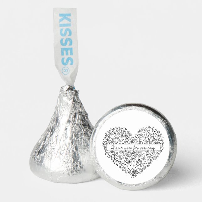 Classic Black Shower Favor Thank You Hershey Kiss (Front)