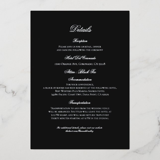 Classic Black Silver Foil Details Enclosure Card (Front)