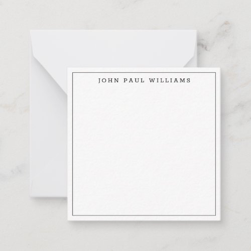 Classic Black Simple Modern Thin Border Square Note Card