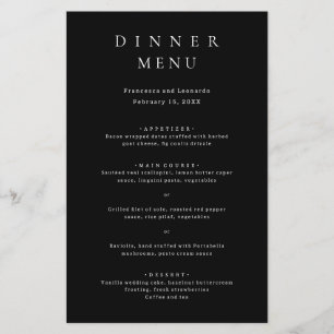Classic Black Simple Wedding Menu Flyer