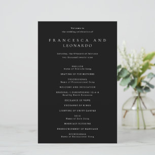 Classic Black Simple Wedding Program