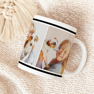 Classic Black Stripe Photo Collage Coffee Mug