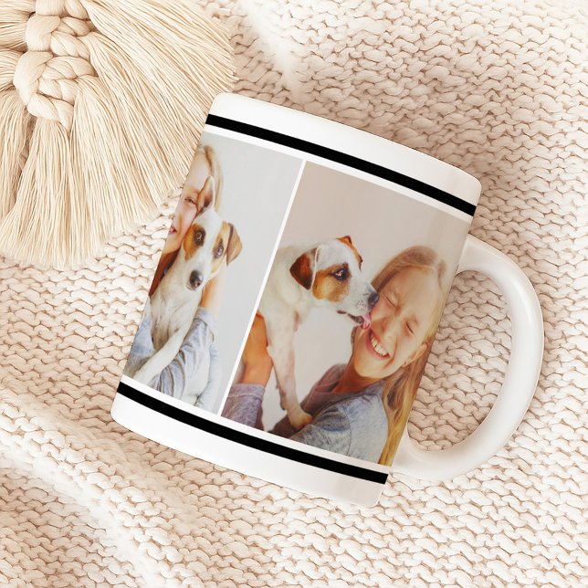 Classic Black Stripe Photo Collage Coffee Mug (Creator Uploaded)