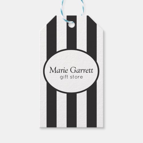 Classic Black Stripes Business Gift Tags