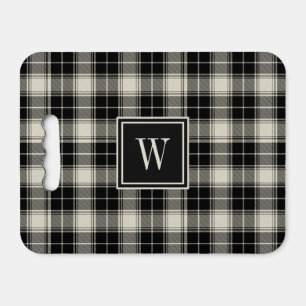 Classic Black Tartan Plain Pattern with Monogram Seat Cushion