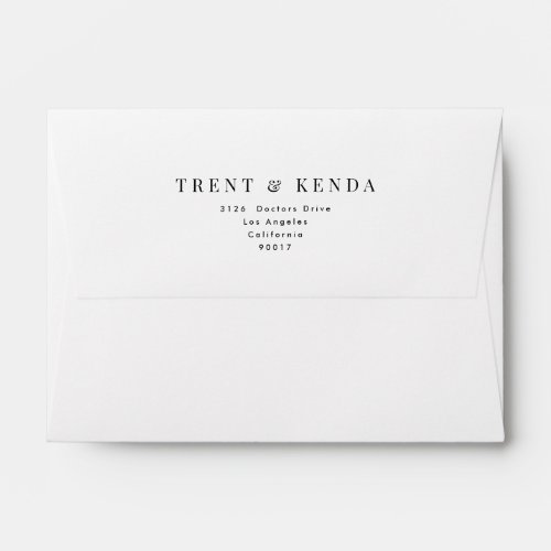 Classic Black Text and White Modern Invitation Envelope